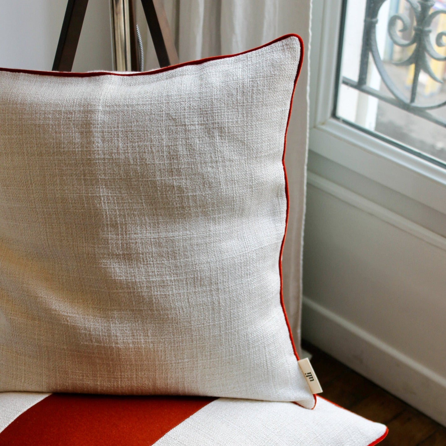 Coussin blanc texturé lin - Uli