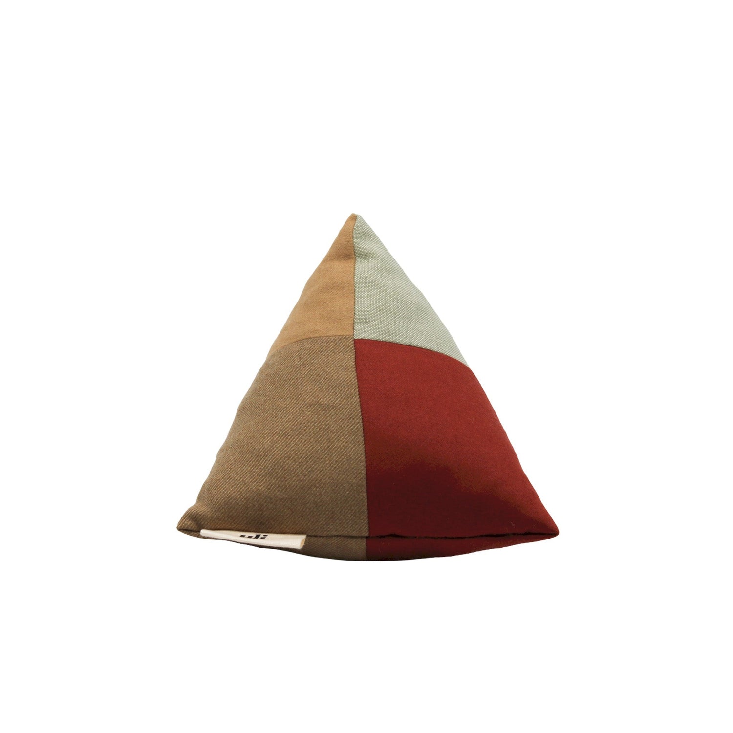 Coussin triangulaire rouge bleu et marron - Uli
